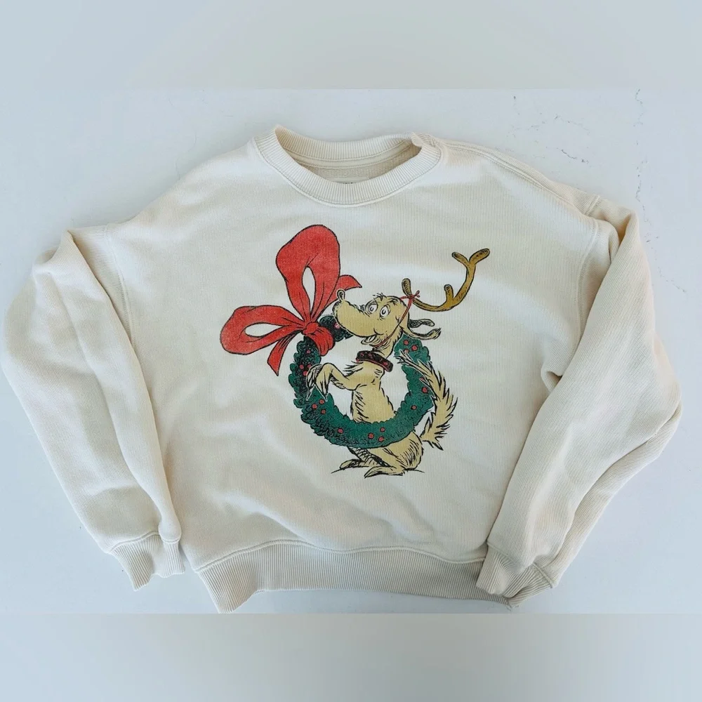 American Eagle Outfitters Cream Grinch Crew - Picture 1 of 3